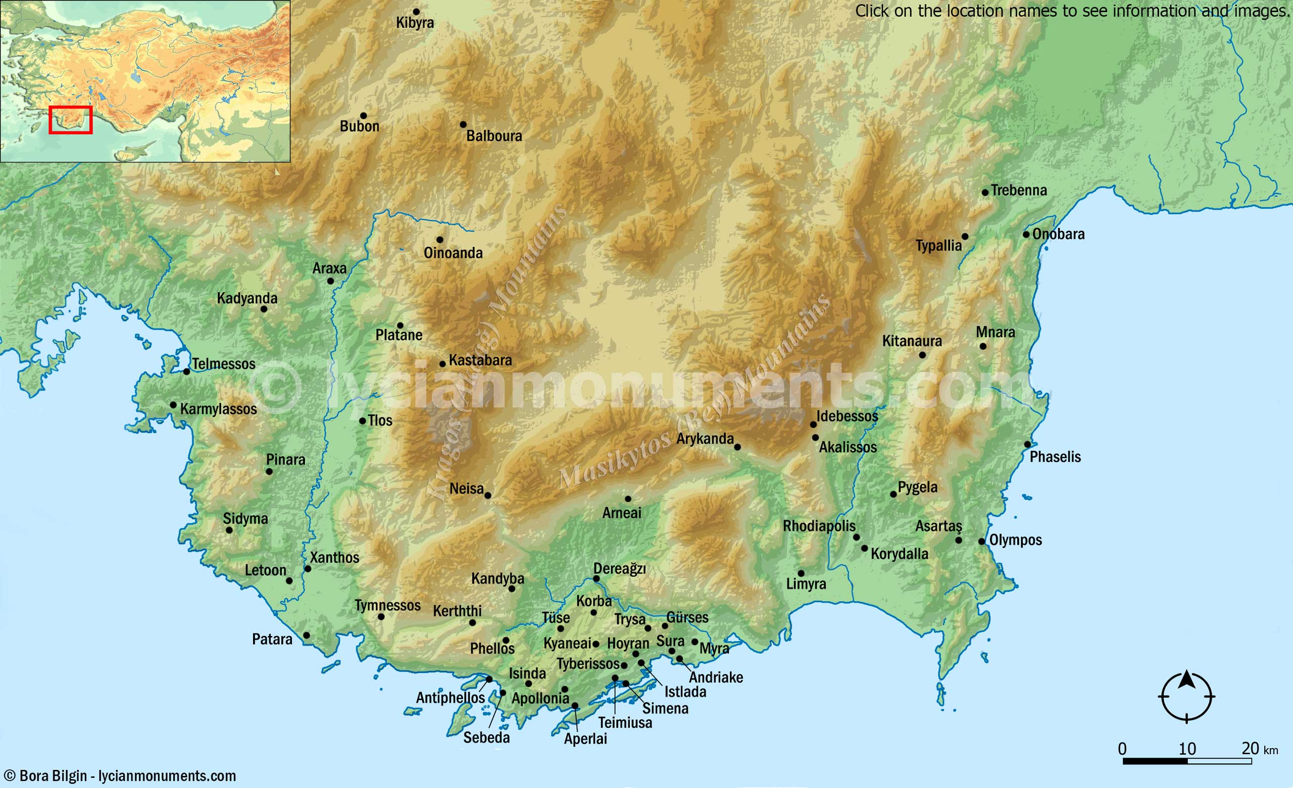 Lycian Monuments Map